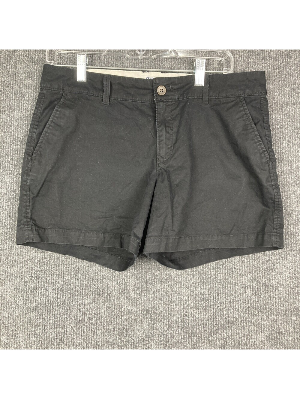 Old Navy Womens Size 8 Black Mid Rise Chino 4 1/2"Inseam Pocket Zip Shorts EUC
